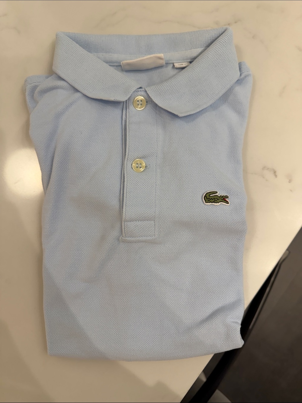Lacoste Light Blue Boys' Pique Polo with Crocodile Logo